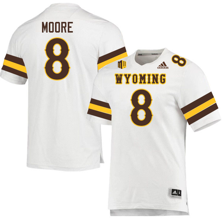 #8 Parker Moore Wyoming Cowboys Jersey College Football Uniforms,Gears,Jerseys-White